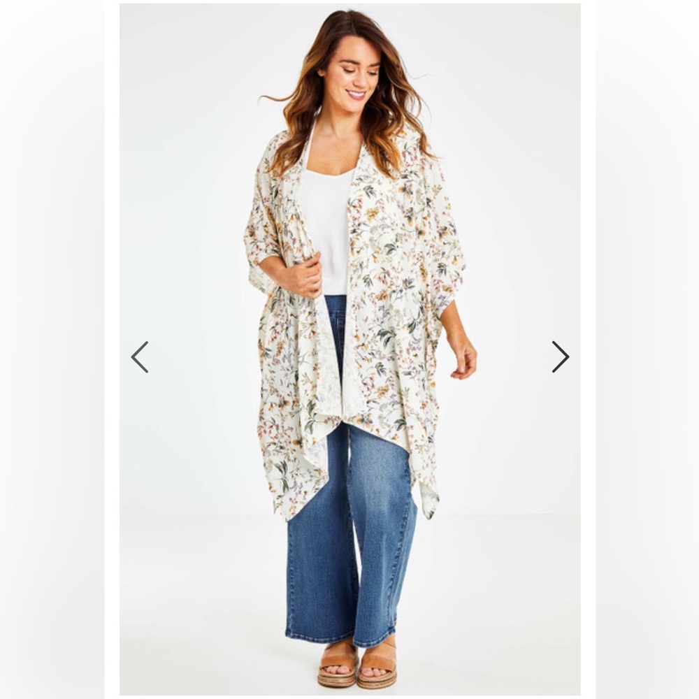 BOHO Bird Wildflower Cream Floral Kimono Women’s 14